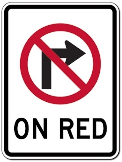 No Right Turn On Red Sign