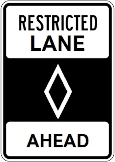 Restricted Lane Ahead Sign