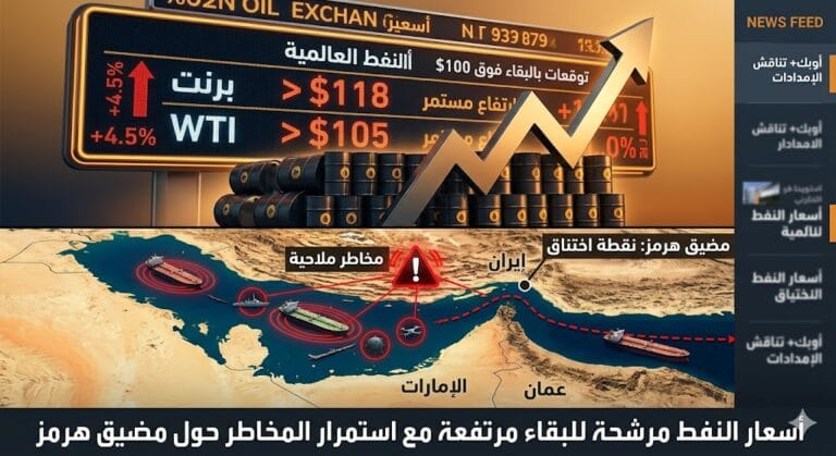 أسعار النفط مرشحة للبقاء مرتفعة مع استمرار المخاطر حول مضيق هرمز
