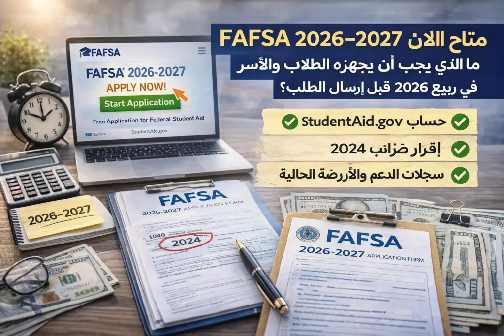 FAFSA 2026–2027 متاح الآن: ما الذي يجب أن يجهزه الطلاب والأسر في ربيع 2026 قبل إرسال الطلب؟