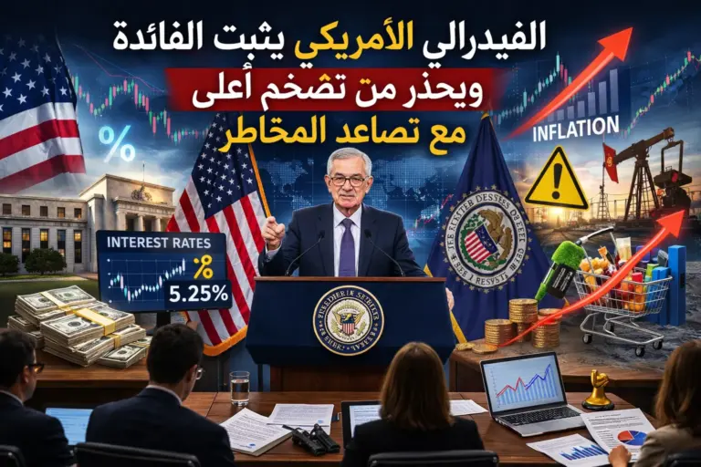 الفيدرالي الأمريكي يثبت الفائدة ويحذر من تضخم أعلى مع تصاعد المخاطر