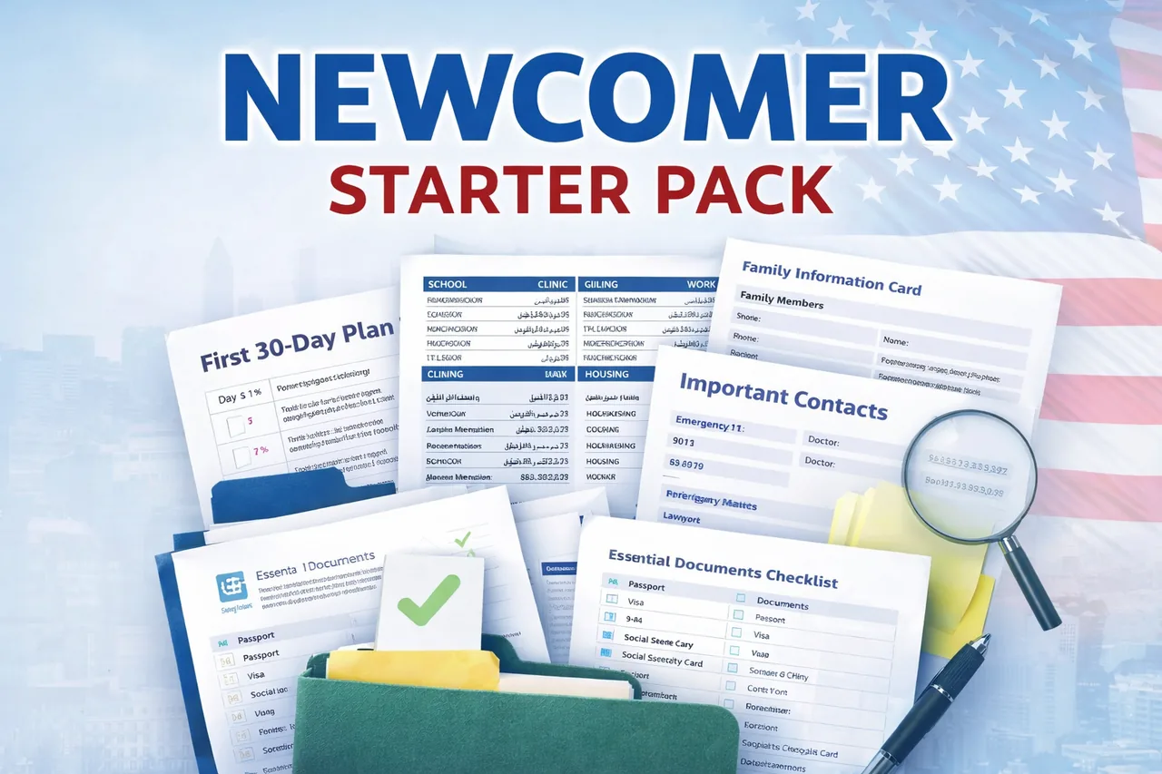 دليل البداية السريعة للعائلة العربية الجديدة في أمريكا - عربي/إنجليزي