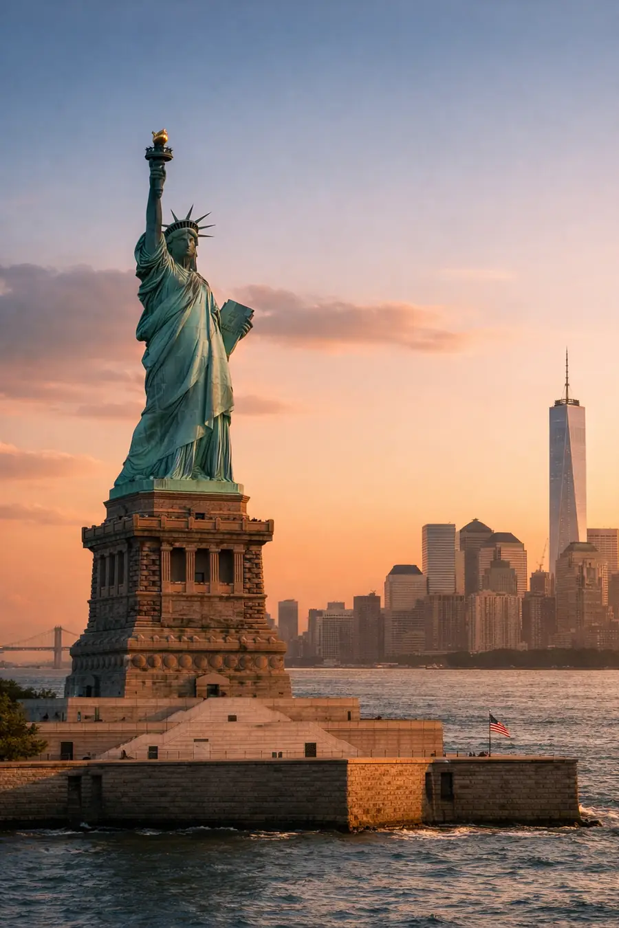 تمثال الحرية في نيويورك بوصفه رمزًا للهجرة إلى الولايات المتحدة