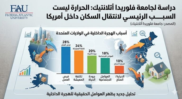 دراسة لجامعة فلوريدا أتلانتيك: الحرارة ليست السبب الرئيسي لانتقال السكان داخل أمريكا