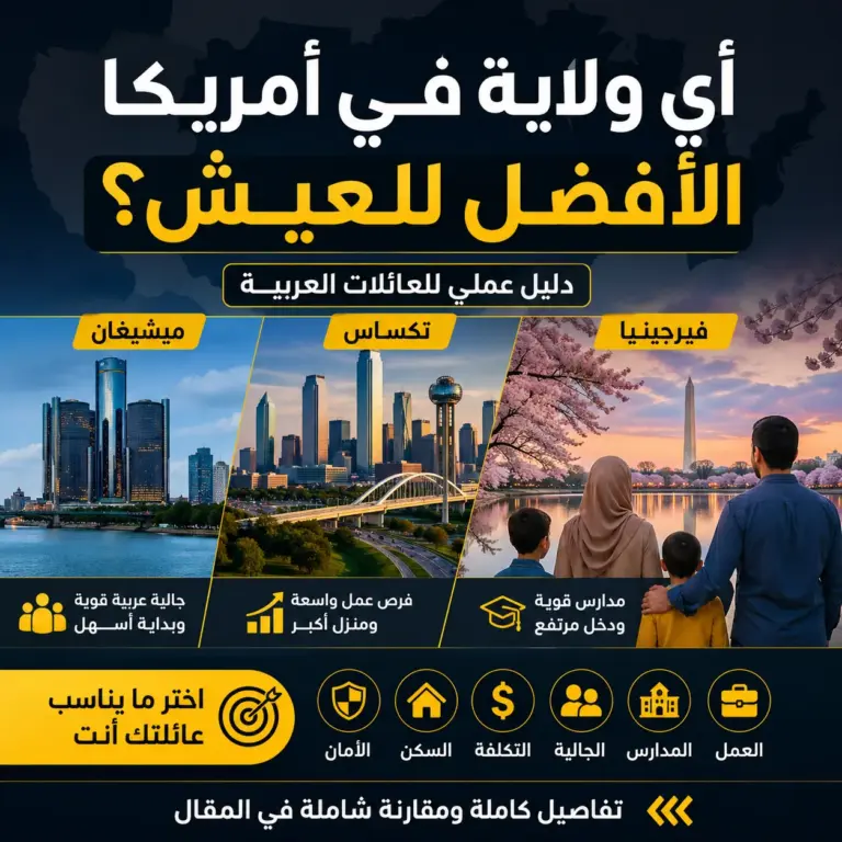 أفضل 5 ولايات أمريكية للعائلات العربية في 2026: السكن، المدارس والعمل