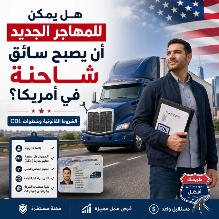 هل يمكن للمهاجر الجديد أن يصبح Truck Driver في أمريكا؟ الشروط القانونية وخطوات CDL