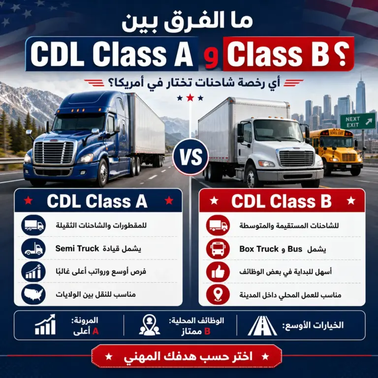 ما الفرق بين CDL Class A و Class B؟ أي رخصة شاحنات تختار في أمريكا؟