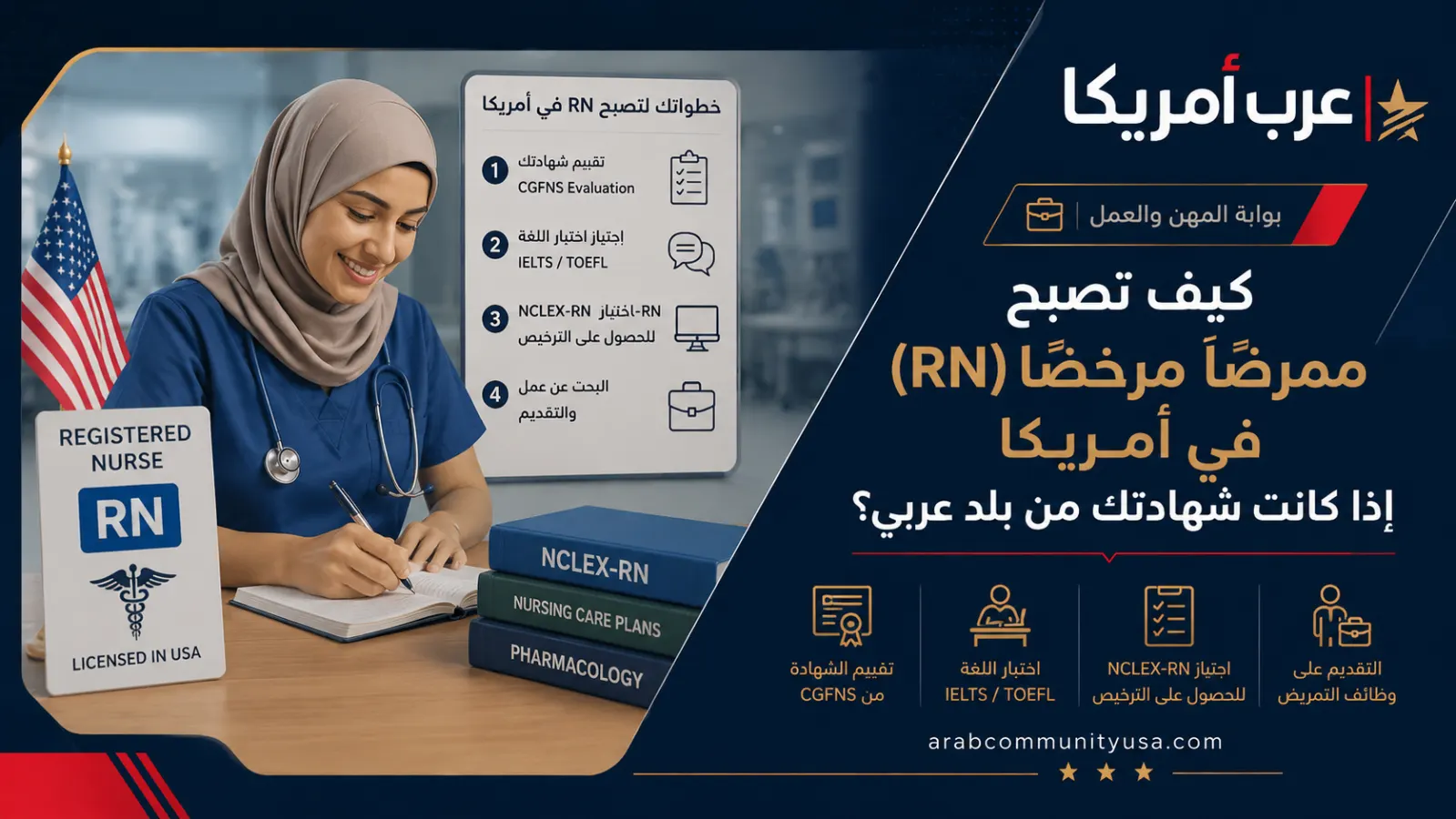 كيف تصبح ممرضًا مرخصًا (RN) في أمريكا إذا كانت شهادتك من بلد عربي؟