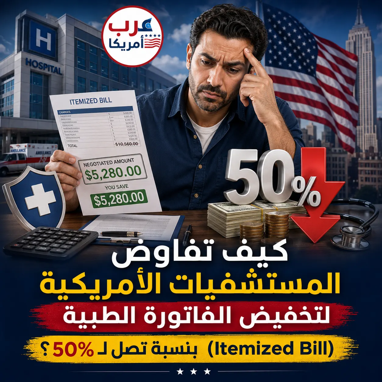 كيف تفاوض المستشفيات الأمريكية لتخفيض الفاتورة الطبية (Itemized Bill) بنسبة تصل لـ 50%؟