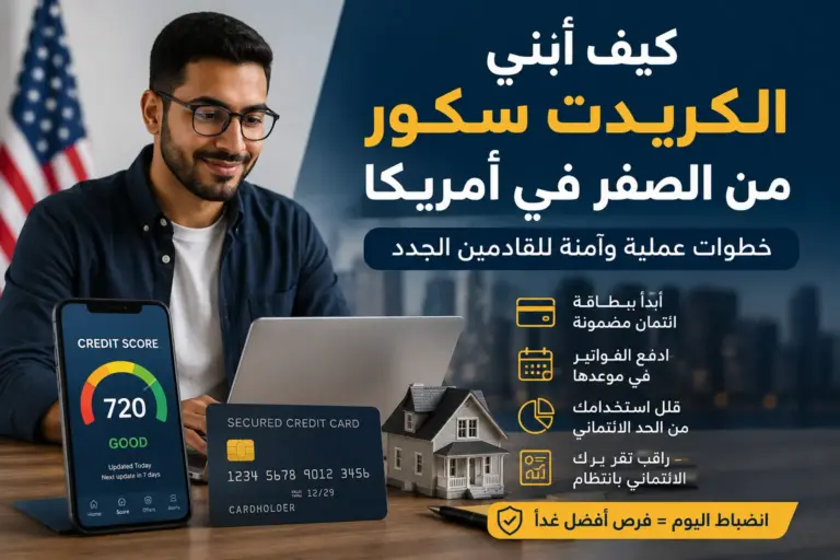 دليل عربي يشرح كيفية بناء الكريدت سكور من الصفر في أمريكا للقادمين الجدد باستخدام بطاقة ائتمان مضمونة ودفع الفواتير في موعدها