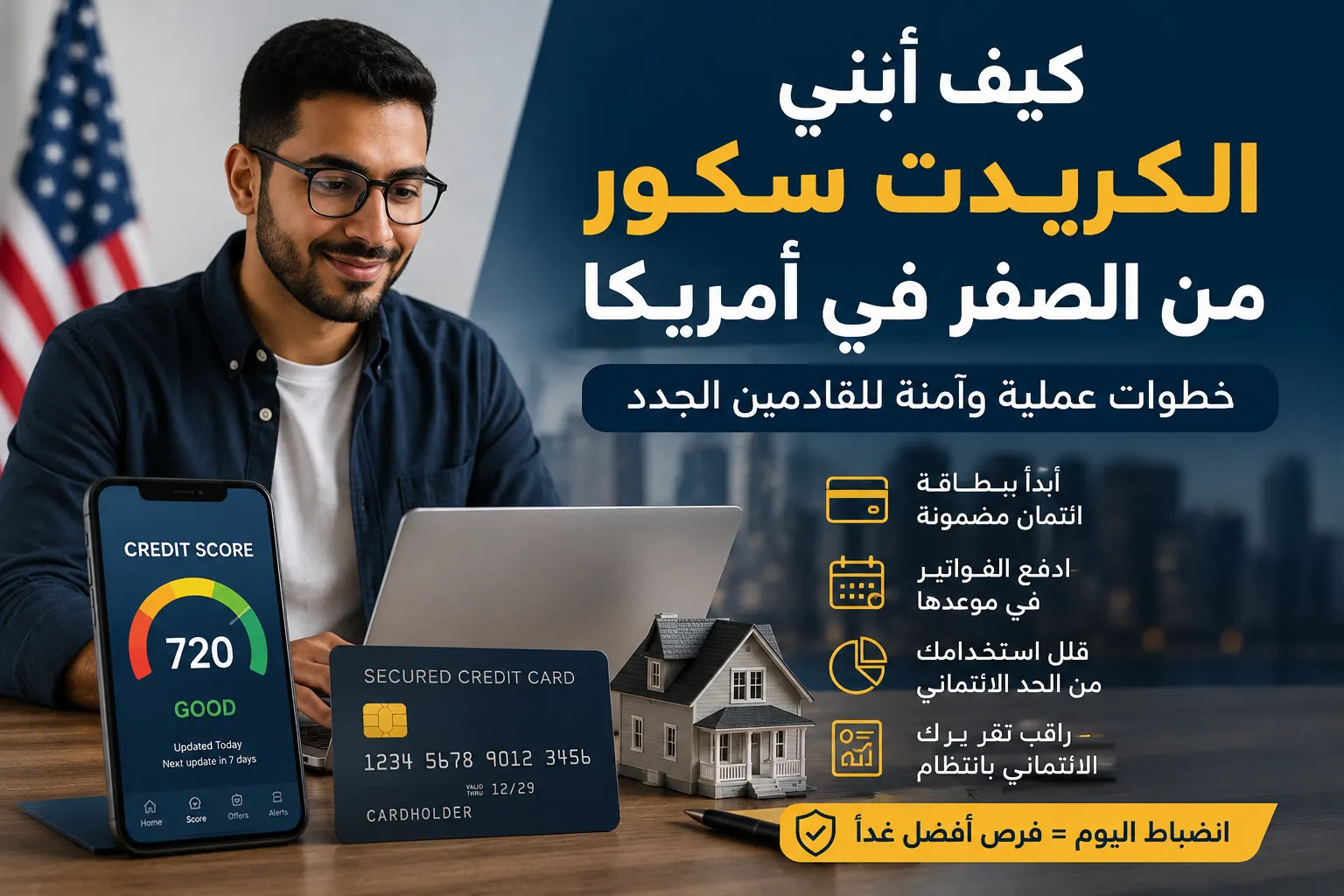دليل عربي يشرح كيفية بناء الكريدت سكور من الصفر في أمريكا للقادمين الجدد باستخدام بطاقة ائتمان مضمونة ودفع الفواتير في موعدها