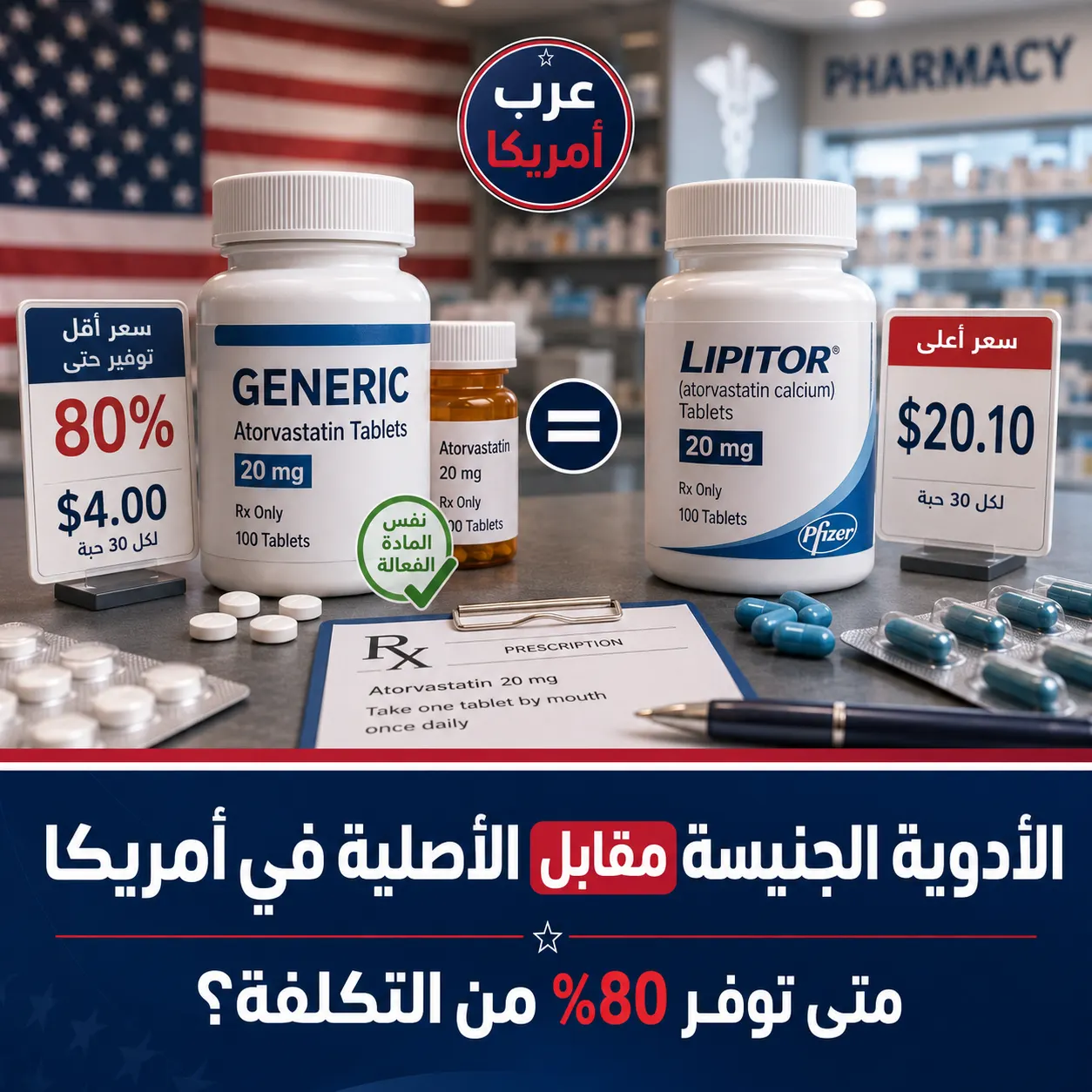 الأدوية الجنيسة (Generic) مقابل الأصلية في أمريكا