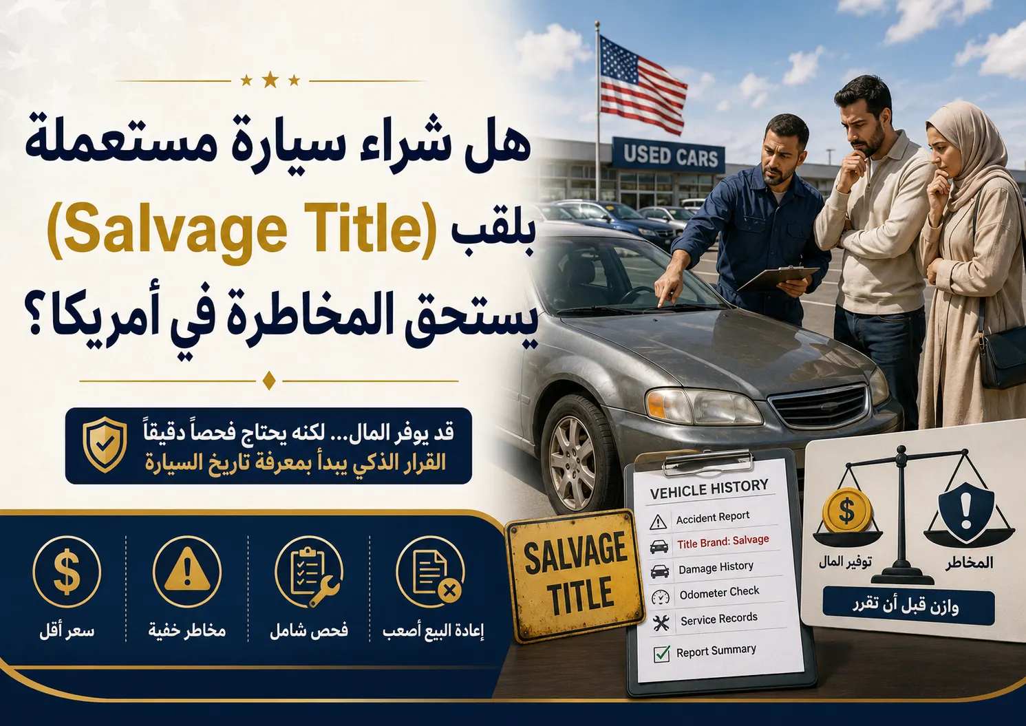 هل شراء سيارة مستعملة بلقب (Salvage Title) يستحق المخاطرة في أمريكا؟