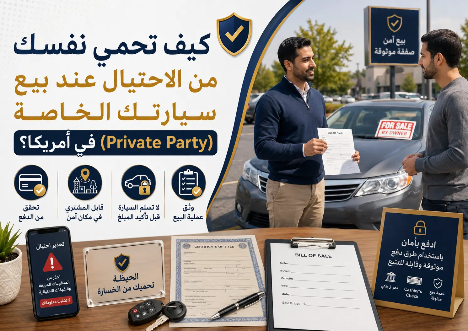 كيف تحمي نفسك من الاحتيال عند بيع سيارتك الخاصة
