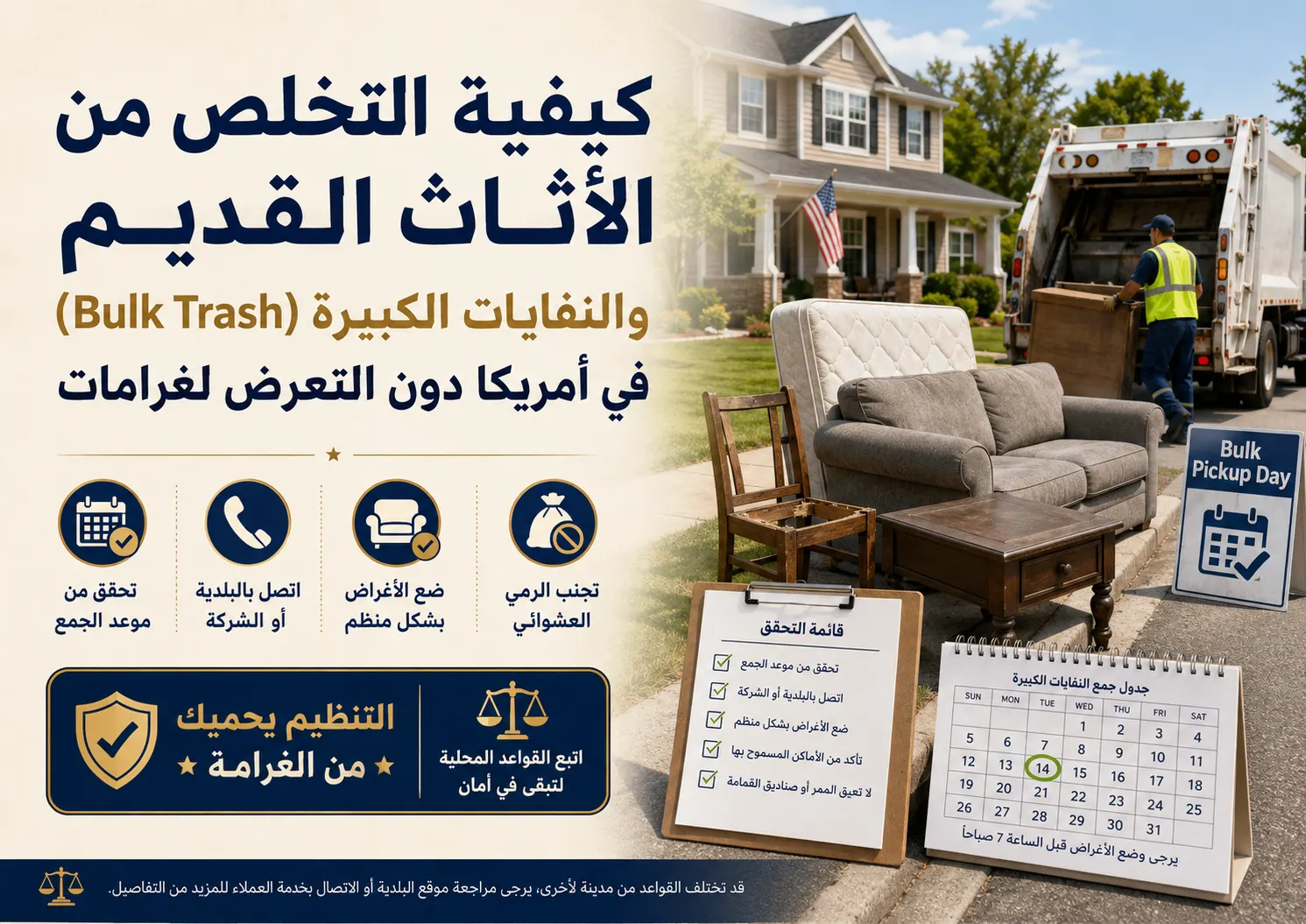 كيفية التخلص من الأثاث القديم والنفايات الكبيرة (Bulk Trash) في أمريكا