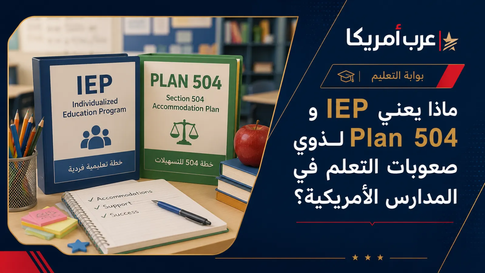 ماذا يعني IEP وPlan 504 لذوي صعوبات التعلم في المدارس الأمريكية؟
