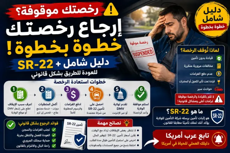 رخصتك موقوفة Suspended License؟ خطوات معرفة السبب وإعادتها ومتطلبات SR-22