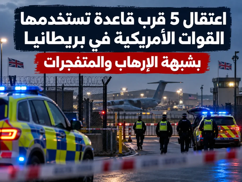 اعتقال 5 قرب قاعدة تستخدمها القوات الأمريكية في بريطانيا بشبهة الإرهاب والمتفجرات