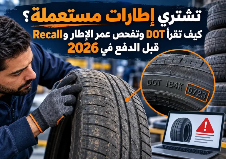 تشتري إطارات مستعملة؟ كيف تقرأ DOT وتفحص عمر الإطار وRecall قبل الدفع في 2026