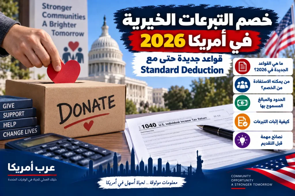 خصم التبرعات الخيرية في أمريكا 2026: قواعد جديدة حتى مع Standard Deduction