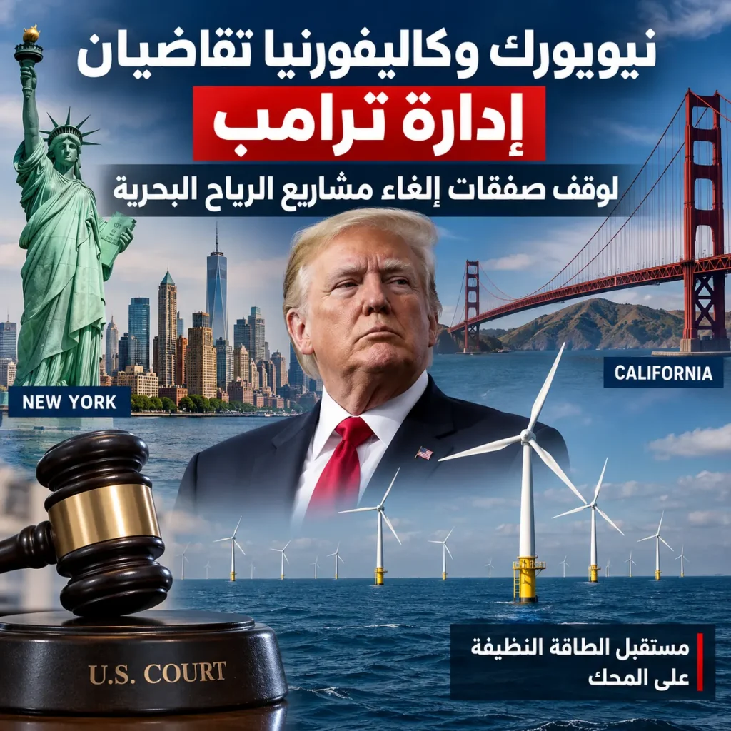 نيويورك وكاليفورنيا تقاضيان إدارة ترامب لوقف صفقات إلغاء مشاريع الرياح البحرية