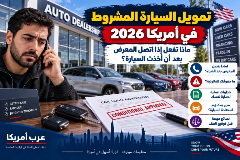 تمويل السيارة المشروط في أمريكا 2026: ماذا تفعل إذا اتصل المعرض بعد أن أخذت السيارة؟