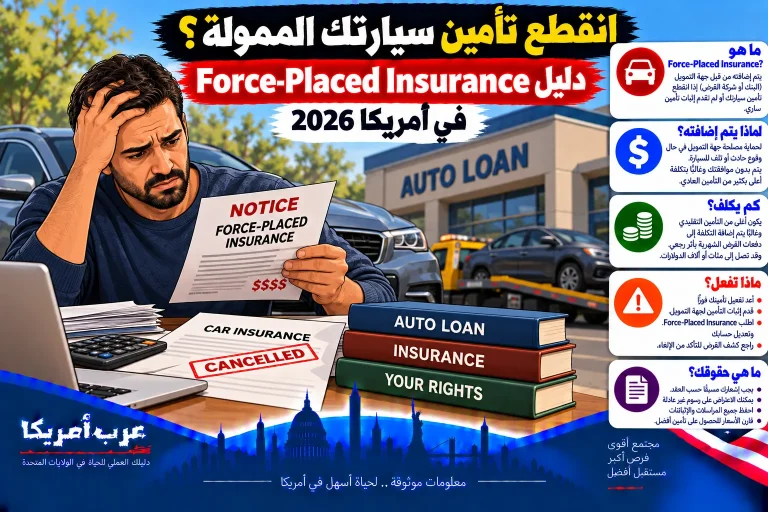 انقطع تأمين سيارتك الممولة؟ دليل Force-Placed Insurance في أمريكا 2026
