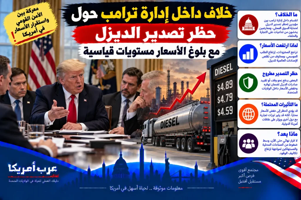 خلاف داخل إدارة ترامب حول حظر تصدير الديزل مع بلوغ الأسعار مستويات قياسية