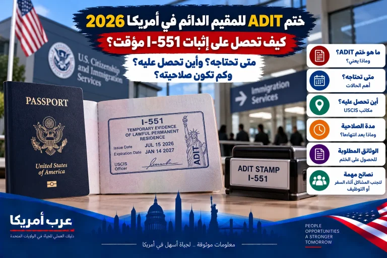 ختم ADIT للمقيم الدائم في أمريكا 2026: كيف تحصل على إثبات I-551 مؤقت؟