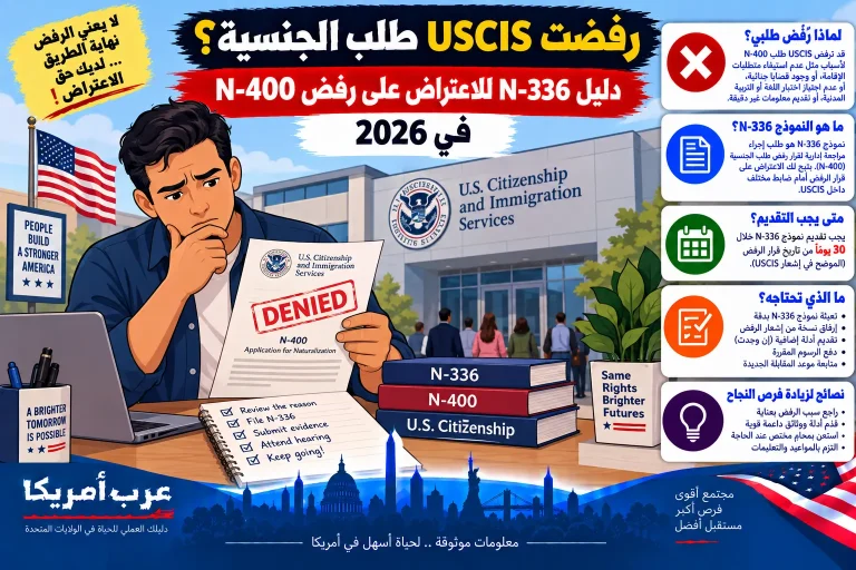 رفضت USCIS طلب الجنسية؟ دليل N-336 للاعتراض على رفض N-400 في 2026