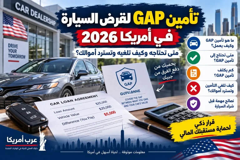 تأمين GAP لقرض السيارة في أمريكا 2026: متى تحتاجه وكيف تلغيه وتسترد أموالك؟