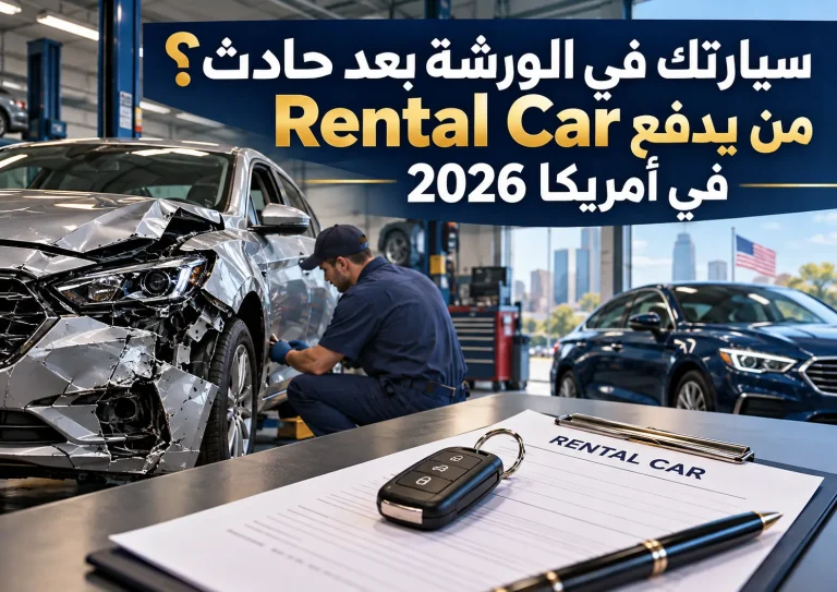سيارتك في الورشة بعد حادث؟ من يدفع Rental Car في أمريكا 2026