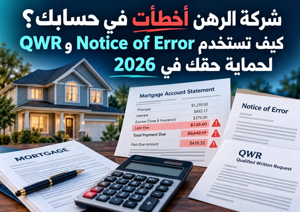 شركة الرهن أخطأت في حسابك؟ كيف تستخدم Notice of Error وQWR لحماية حقك في 2026