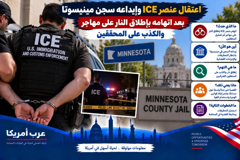 اعتقال عنصر ICE وإيداعه سجن مينيسوتا بعد اتهامه بإطلاق النار على مهاجر والكذب على المحققين