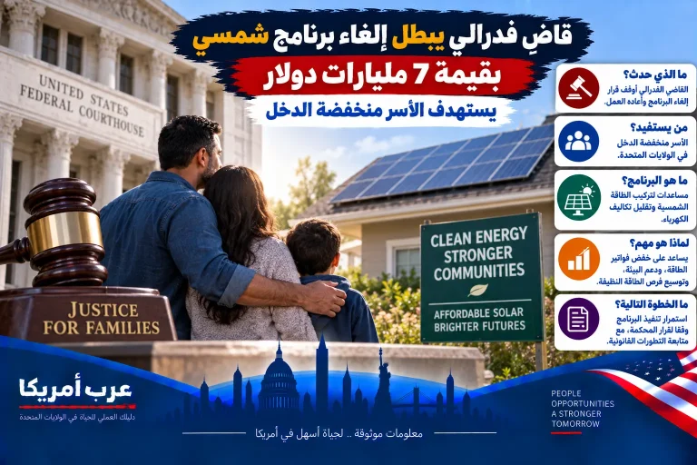 قاضٍ فدرالي يبطل إلغاء برنامج شمسي بقيمة 7 مليارات دولار يستهدف الأسر منخفضة الدخل