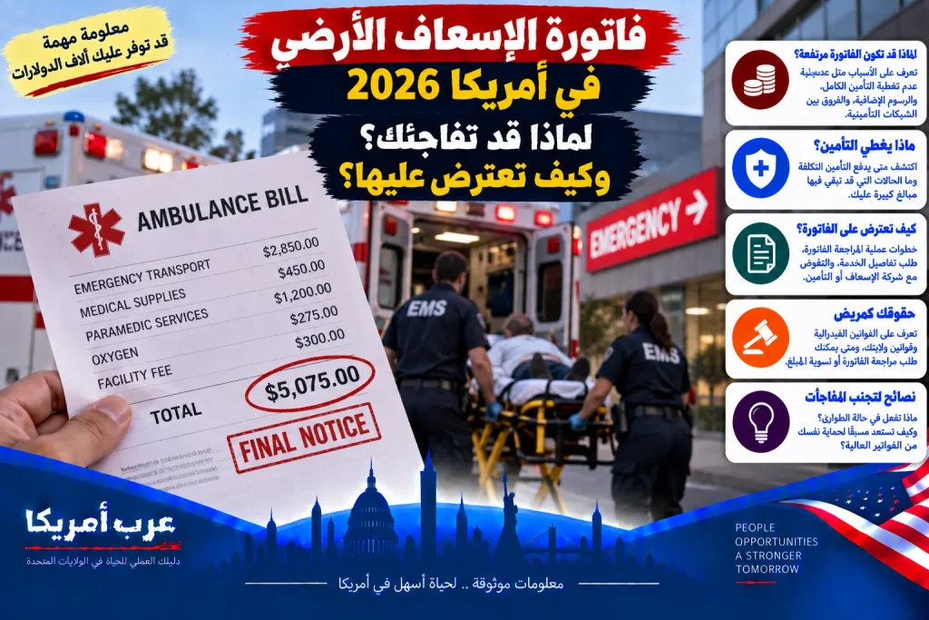 فاتورة الإسعاف الأرضي في أمريكا 2026: لماذا قد تفاجئك وكيف تعترض عليها؟