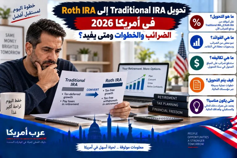 تحويل Traditional IRA إلى Roth IRA في أمريكا 2026: الضرائب والخطوات ومتى يفيد؟