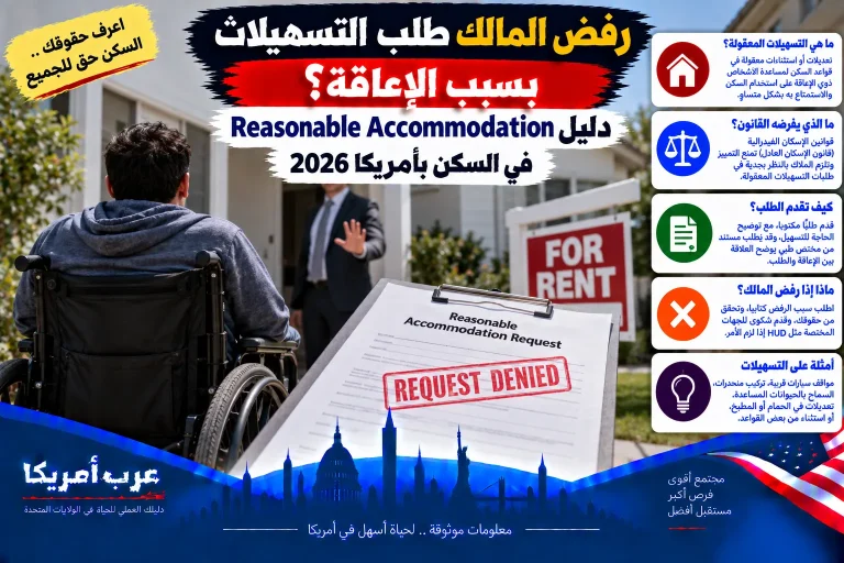 رفض المالك طلب التسهيلات بسبب الإعاقة؟ دليل Reasonable Accommodation في السكن بأمريكا 2026