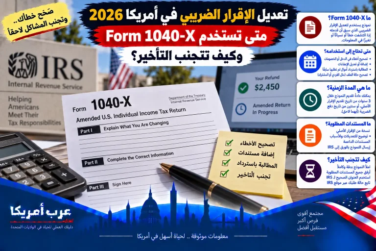 تعديل الإقرار الضريبي في أمريكا 2026: متى تستخدم Form 1040-X وكيف تتجنب التأخير؟