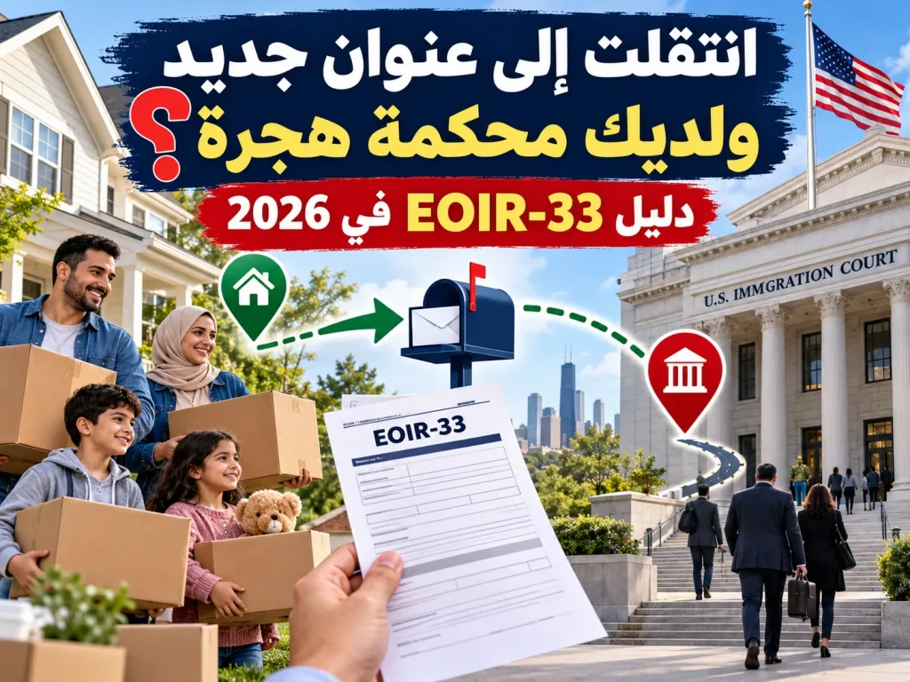 انتقلت إلى عنوان جديد ولديك محكمة هجرة؟ دليل EOIR-33 في 2026