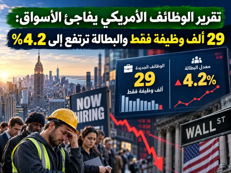 تقرير الوظائف الأمريكي يفاجئ الأسواق: 29 ألف وظيفة فقط والبطالة ترتفع إلى 4.2%