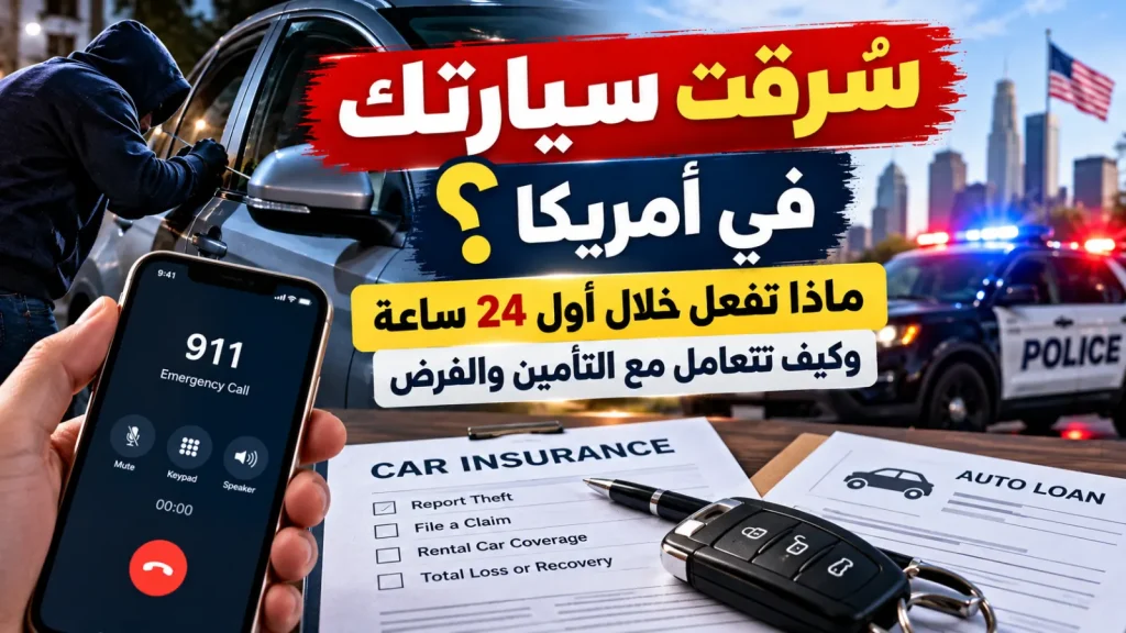 سُرقت سيارتك في أمريكا؟ ماذا تفعل خلال أول 24 ساعة وكيف تتعامل مع التأمين والقرض